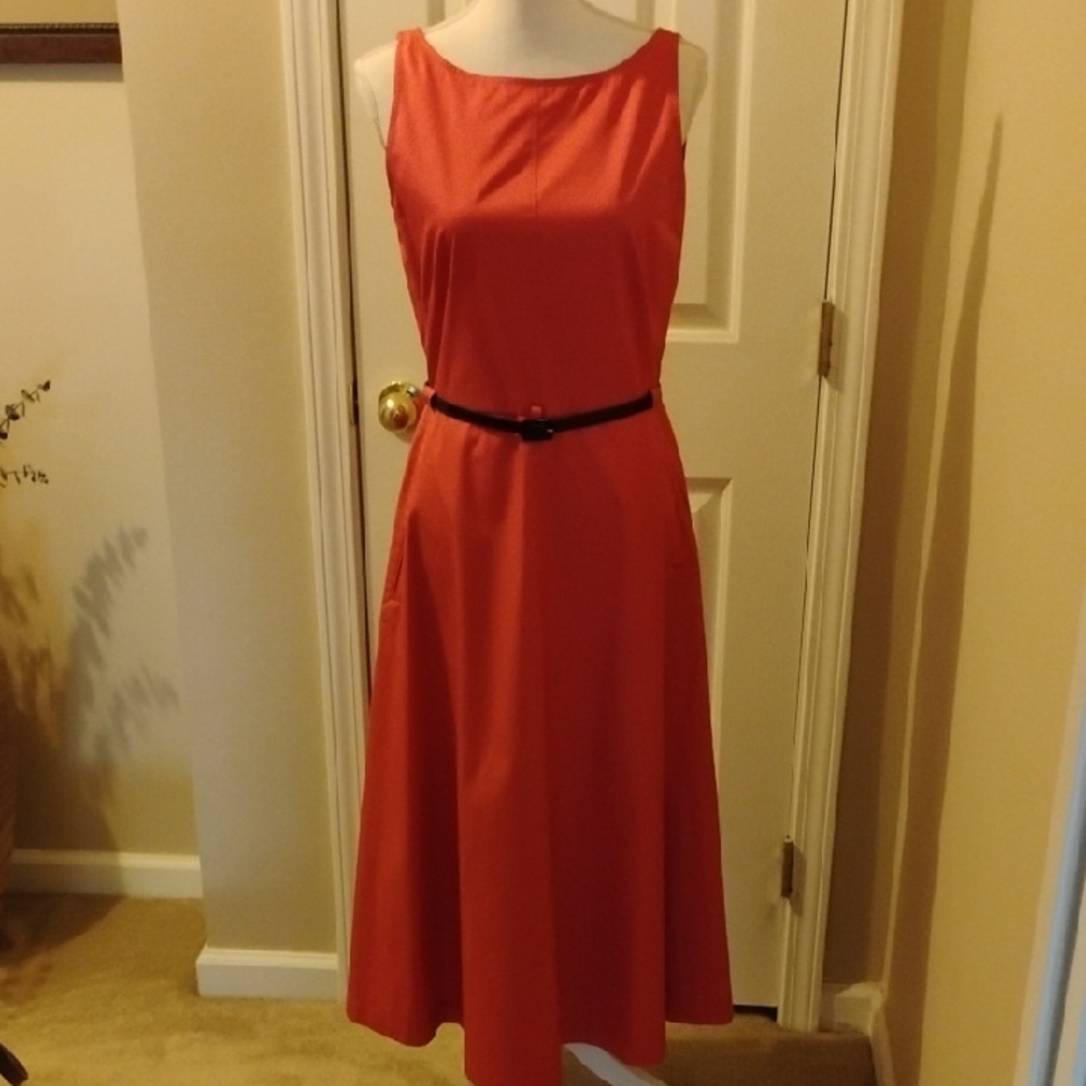 Dana Buchman Coral A-Line Halter Midi Dress